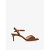 Dune Womens Dark Tan Suede Maddies Suede Heeled Sandals Eur 40 / 7 Uk