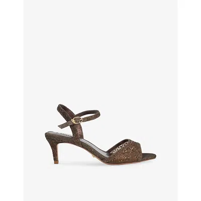 Dune Womens Brown Synthetic Manicure Embellished Kitten-heel Woven Sandals Eur 40 / 7 Uk
