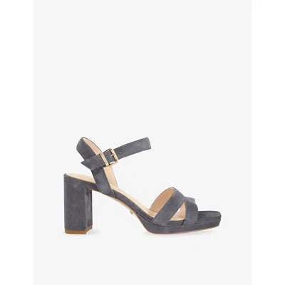 Dune Womens  Manifesting Mini Suede Platform Sandals In Grey Suede