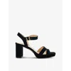 Dune Womens Black-suede Merisa Two-strap Suede Heeled Sandals In Black Suede