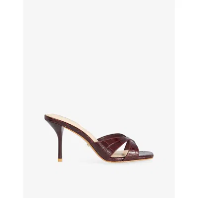 Dune Womens  Mavina Heeled Leather Mules In Burgundy