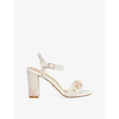 Dune Womens Multi Fabric Mention Woven Heeled Sandals Eur 41 / 8 Uk