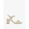 Dune Womens  Merisa Wide-fit Metallic-woven Block-heel Sandals In Gold Synthetic