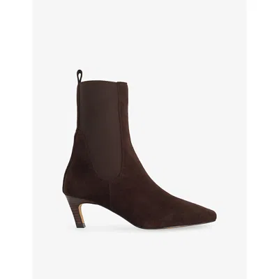Dune Womens  Odela Suede Heeled Ankle Boots In Brown Suede