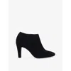 Dune Womens Black-suede Opinion Block-heel Suede Ankle Boots In Multi
