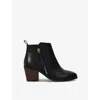 Dune Womens Black Leather Paicing Pointed-toe Leather Heeled Ankle Boots In Black Leather