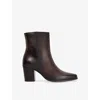 Dune Womens  Paxten Western Heeled Leather Ankle Boots In Brown