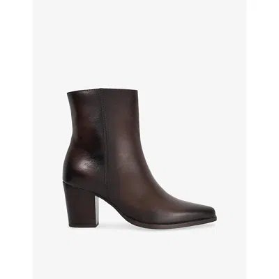 Dune Womens Brown Leather Paxten Leather Heeled Ankle Boots Eur 38/5 Uk