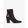 Dune Womens  Paxten Western Heeled Leather Ankle Boots In Chocolate Leather