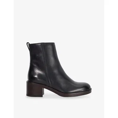 Dune Womens Black Leather Peline Leather Heeled Ankle Boots Eur 36 / 3 Uk