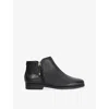 Dune Womens Black Leather Poleyn Flat Leather Ankle Boots Eur 40 / 7 Uk In Black