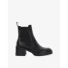 Dune Womens Positivty Cleated Leather Chelsea Ankle Boots Black Leath In Black Leather