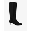 Dune Womens Black Suede Searing Heeled Suede Knee-high Boots Eur 38/5 Uk In Black