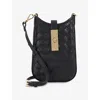 Dune Womens Black Leather Seeking Turn-lock Woven Leather Phone Pouch In Black Leather