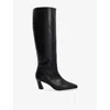 Dune Womens Black Leather Selinni Leather Heeled Knee-high Boots Eur 40 / 7 Uk In Black