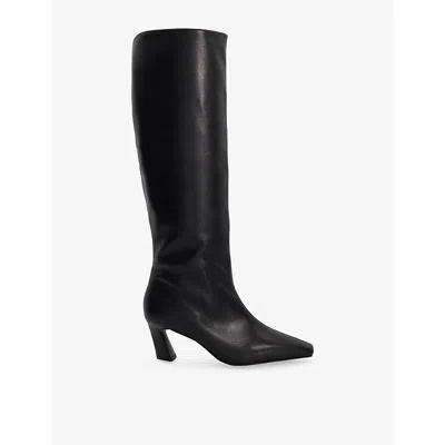 Dune Womens Black Leather Selinni Leather Heeled Knee-high Boots Eur 40 / 7 Uk