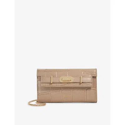 Dune Womens Grey Croc Print Leather Showmance Leather Cross-body Bag