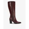 Dune Womens Burgundy Leather Silahs Western Knee-high Leather Boots In Burgundy Leather