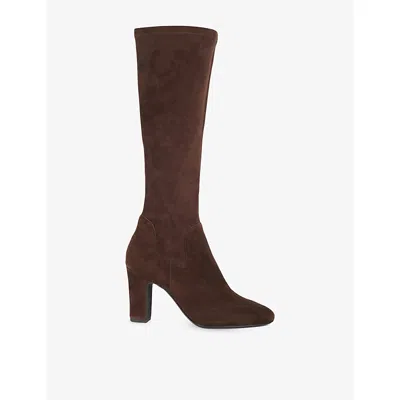 Dune Womens Brown Suede Mix Simple Faux-suede Heeled Knee-high Boots Eur 38/5 Uk