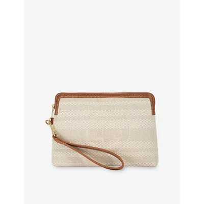 Dune Womens Slay Canvas Wristlet Pouch Natural Canvas