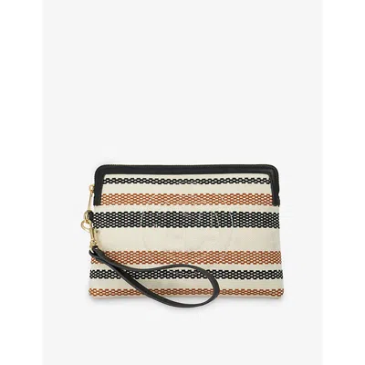 Dune Womens Slay Canvas Wristlet Pouch Tan Canvas