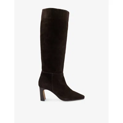 Dune Womens  Stride Suede Heeled Knee-high Boots In Brown