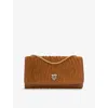 Dune Womens Tan Suede Strong Quilted Floral-print Woven Cross-body Strap