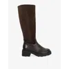 Dune Womens Brown Suede Mix Tallon Leather And Suede Knee-high Boots Eur 40 / 7 Uk In Brown