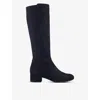 Dune Womens Navy-suede Tayla Block-heel Suede Knee-high Boots In Blue