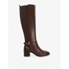Dune Womens  Tilbys Leather Heeled Leather Knee-high Boots In Brown