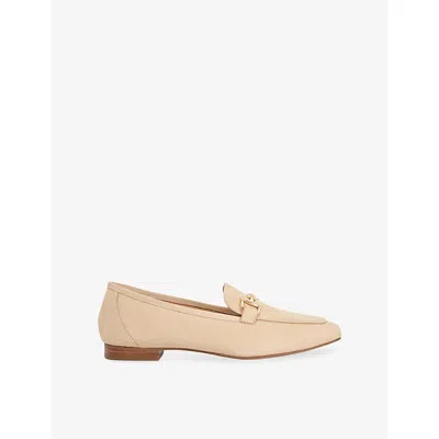 Dune Womens Ecru Leather Branded Nubuck-leather Loafers Eur 38/5 Uk In Brown