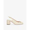 Dune Womens  Dreaming Block-heel Slingback Leather Shoes In Ecru Leather