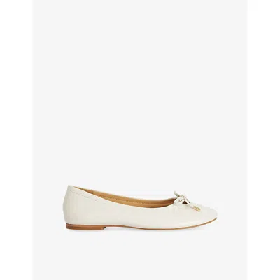 Dune Womens Ecru Leather Hali Suede Ballet Flats Eur 38/5 Uk
