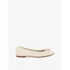 Dune Womens Hallo Leather Ballet Pumps Ecru Leath In Ecru Leather