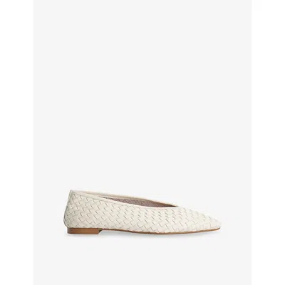 Dune Womens Ecru Leather Henlee Leather Ballet Flats Eur 41 / 8 Uk In White