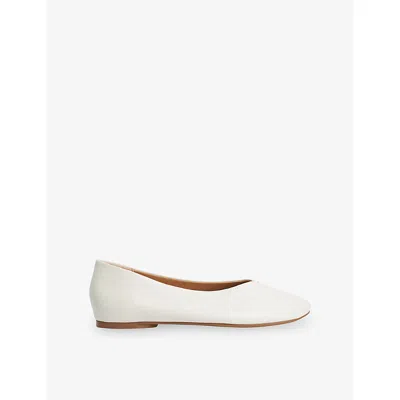 Dune Womens Ecru Leather Highcut Suede Ballet Flats Eur 39 / 6 Uk In White