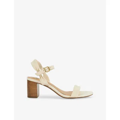 Dune Womens Gold-leather Jessie Block-heeled Leather Sandals In Ecru Leather