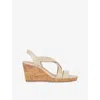 Dune Womens  Kamies Cork Leather Wedge Sandals In Ecru Leather