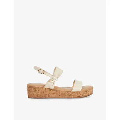Dune Womens  Laliz Leather Flatform Sandals In Ecru Leather