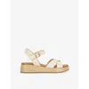 Dune Womens  Littleton Leather And Raffia Flatform Sandals In Ecru Leather