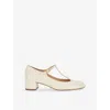 Dune Womens  Believable Block-heel Patent Mary Janes In Ecru Synthetic