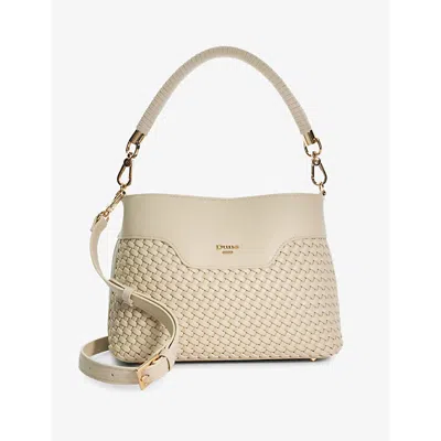 Dune Womens Ecru-synthetic Dinidelphi Medium Woven Faux-leather Shoulder Bag