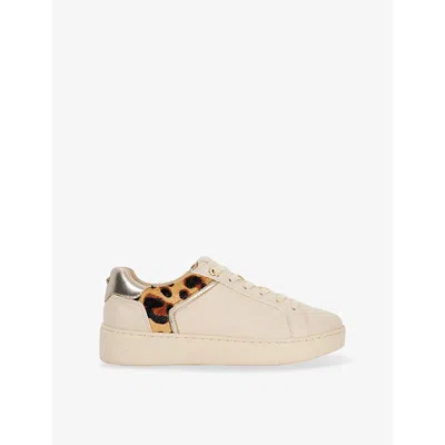 Dune Womens  Elli Lace-up Chunky Flatform Faux Leather Trainers In Ecru Synthetic