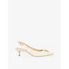 Dune Womens  Context Bug-embellished Faux-leather Sling-back Courts In Ecru Synthetic Reptile