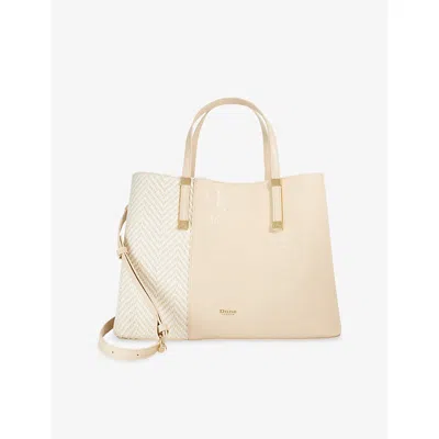 Dune Womens Ecru Synthetic Reptile Dorry Large Faux-leather Tote Bag