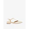 Dune Womens  Harler T-bar Woven Flats In Ecru Synthetic Reptile