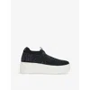 Dune Womens Black Fabric Elements Fly Knit Platform Knitted Low-top Trainers In Black Fabric