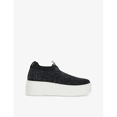Dune Womens Black Fabric Elements Fly Knit Platform Knitted Low-top Trainers