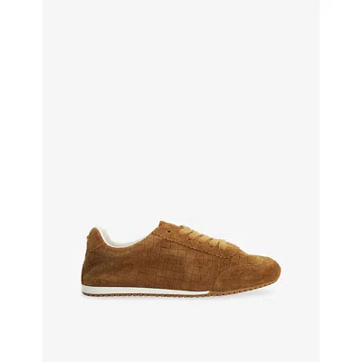 Dune Womens Elora Suede Trainers Dark Tan Suede Eur 40 / 7 Uk In Brown