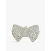 Dune Womens  Enchant Bow Diamante-embellished Clutch Bag In Silver Diamantes